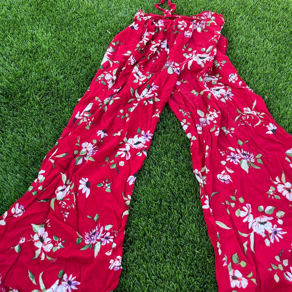 Flared floral dress pants